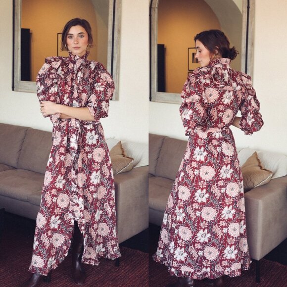 Mille Vivian Maxi Dress in Claret Bloom Large - Picture 1 of 6